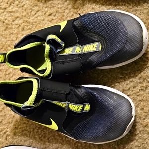 Neon green and black no lace nike for kids,  youth size 1y. NO BOX